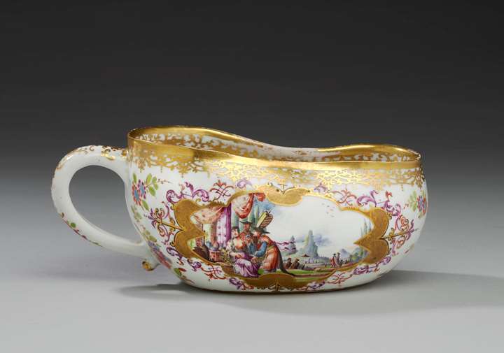 A bourdalou (oval chamber pot) with erotic chinoiseries
